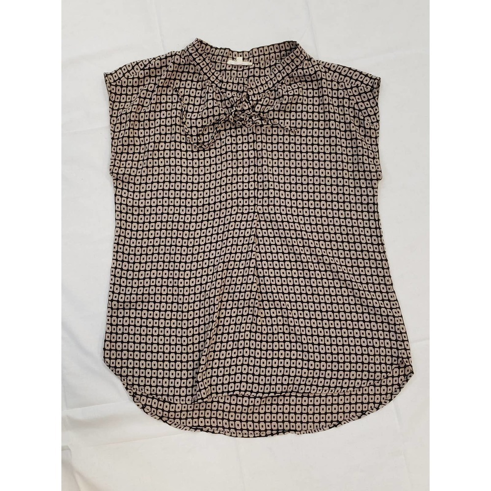 Pleione small sleeveless blouse. Brown/Tan sheer polyester.